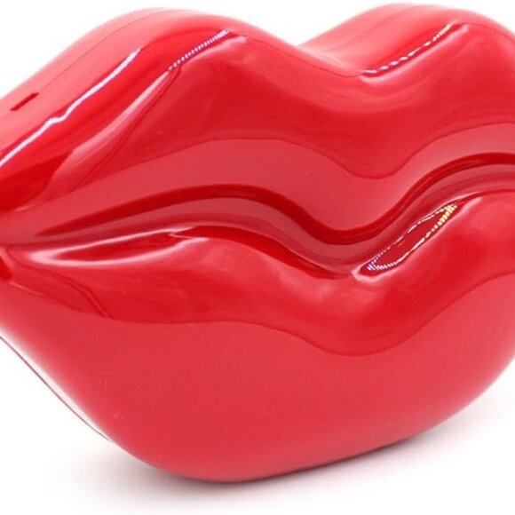 Women Acrylic Lips-shaped Evening Bags Purses Clutch Vintage Banquet Handbag Red - Picture 5 of 7